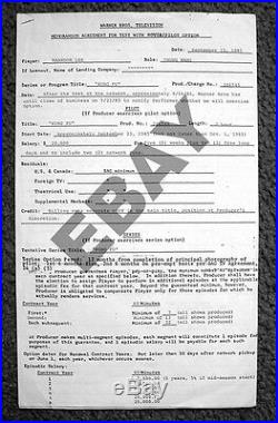 Brandon Lee Kung Fu 1985 SIGNED agreement for Screen Test with movie/pilot option