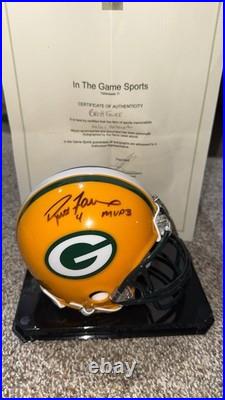 Brett Favre MVP X 3 Autograph Mini Helmet 1997 Perfect Condition with Case HOF