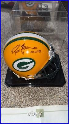 Brett Favre MVP X 3 Autograph Mini Helmet 1997 Perfect Condition with Case HOF