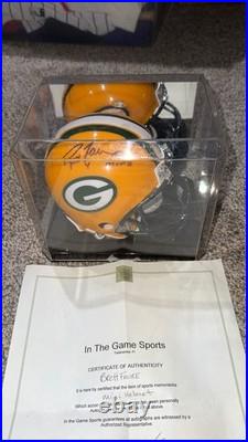 Brett Favre MVP X 3 Autograph Mini Helmet 1997 Perfect Condition with Case HOF