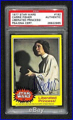 CARRIE FISHER Princess Leia 1977 TOPPS SIGNED AUTOGRAPHED CARD RC PSA/DNA RARE