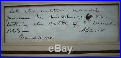 CIVIL War Dated Abraham Lincoln Note Signed 30 Days Before His Assasination Psa