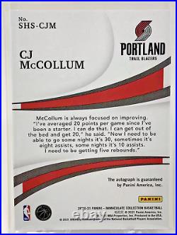 CJ MCCOLLUM 2020-21 Panini Immaculate Shadowbox Signatures Auto /10 Blazers