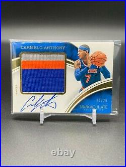 Carmelo Anthony 2015-16 Immaculate Collection Premium Patch Auto 22/25 SP Knicks