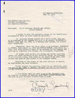 Carole Lombard Document Signed 06/21/1938