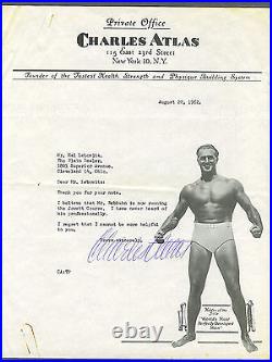 Charles Atlas signed 1962 picture letter
