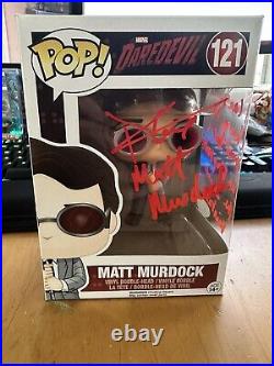 Charlie Cox Signed Funko Pop! #121 Matt Murdock Daredevil + Quote JSA VAULTED