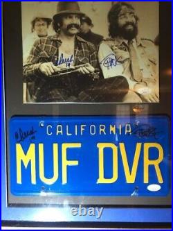 Cheech & Chong Framed Autograph Signed 4x Photo License Plate Display JSA COA