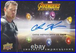 Chris Hemsworth THOR 2018 UD Avengers Infinity War autograph autographed card CH