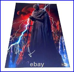 Christian Bale Signed Autograph 12x18 Photo Thor Love and Thunder Beckett BAS B