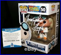 Christopher Lloyd Signed Doc Brown Back To Future Autograph Funko POP BAS PSA