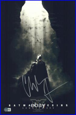 Chrstian Signed Autograph Batman Begins 12x18 Photo Bas Beckett