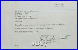 Claire Lee Chennault Commander Flying Tigers''Rare'' Signed''CAT'' Letterhead