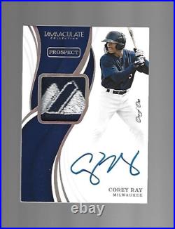 Corey Ray 2019 Immaculate Collection Prospect Patch Autographs Tag 1/1