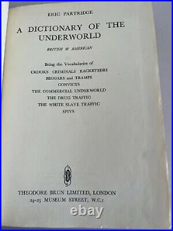 DICTIONARY of the UNDERWORLD ERIC PARTRIDGE Ltd Edition SIGNED 1950