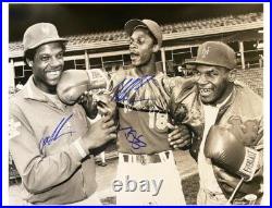 Dwight Gooden, Darryl Strawberry, Mike Tyson Signed 16x20 Black and White Photo