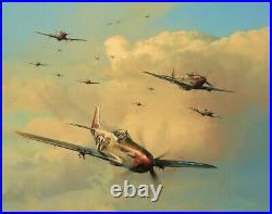 EAGLES ON THE RAMPAGE by Robert Taylor signed by TEN Mustang Aces