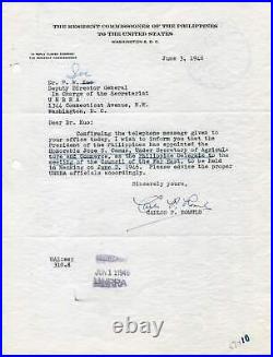 FILIPINO Carlos P. Romulo autograph, typed letter signed
