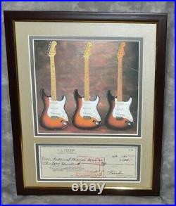 Fender Stratocaster Matted Framed with Leo Fender 1967 Signed Autographed Check