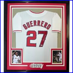 Framed Autographed/Signed Vladimir Vlad Guerrero 35x39 LA White Jersey COA