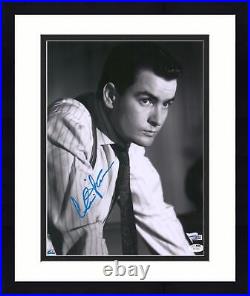 Framed Charlie Sheen Wall Street Autographed 11 x 14 Photograph JSA