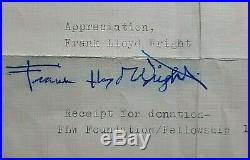 Frank Lloyd Wright Signed Letter To Benjamin Adelman Dated 11-5-1956 W Coa