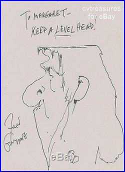 Fred Gwynne Original Signed Autographed Ink Sketch Drawing of Herman Munster PSA