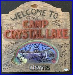 Friday the 13th Crystal Lake Plastic Sign Autographed by 15 Jasons! JSA LOA