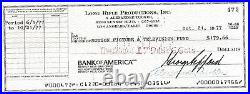 George Peppard Signed 1977 Long Rifle Productions Check'The A-Team' Autograph