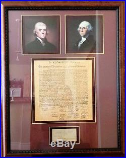 George Washington/Thomas Jefferson signed cut Three Languages PSA 8 bold, brite
