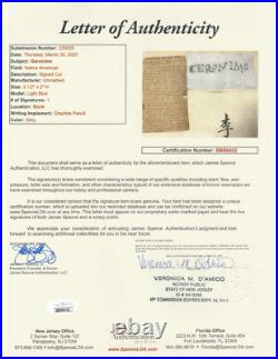 Geronimo signed autograph! RARE! Apache Leader! JSA LOA! 14148