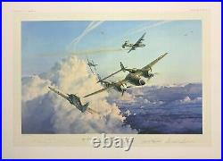 HOSTILE SKY by Robert Taylor aviation art signed by USAAF & Luftwaffe Aces