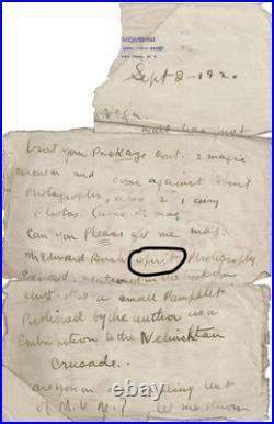 Harry Houdini Handwritten Word Cut From An Autograph Letter Signed Beckett BAS