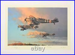 Hunters at Dawn by Robert Taylor Aviation Art Signed by WWII Luftwaffe Aces