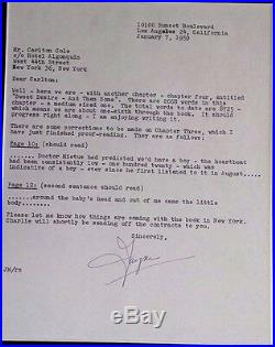 Jayne Mansfield Important Signed Letter Re Changes Of Book She Is Writing 1959
