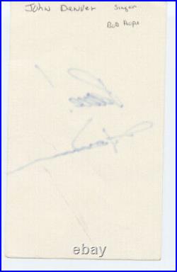 John Denver Signed 3x5 Index Card JSA Certified Autograph Rocky Mountain High
