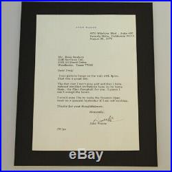 John Wayne Autographed Letter to Doug Sanders PGA Golfer JSA ALOA Extremely Rare