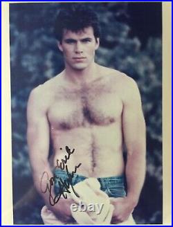 Jon-Erik Hexum 8 x 10 color photo signed with COA handsome & bare chested