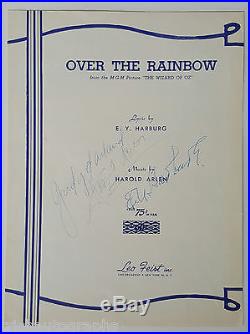 Judy Garland Over The Rainbow Signed Sheet Music Autograph