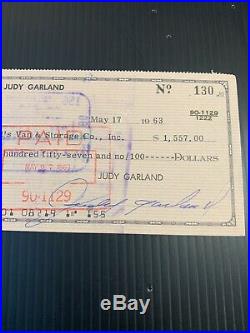 Judy Garland Signed Autographed Check Bold Signature Wizard Of OZ Beckett BAS