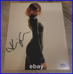 Kaia Gerber signed 8x10 photo autograph PSA DNA photoshoot black leather