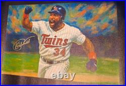 Kirby Puckett Twins WS HR Autographed 12x18 Canvas COA