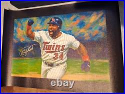 Kirby Puckett Twins WS HR Autographed 12x18 Canvas COA