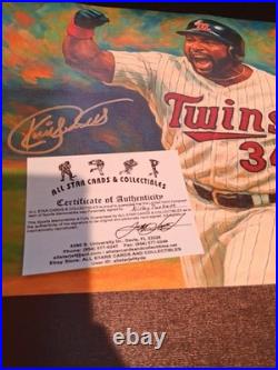 Kirby Puckett Twins WS HR Autographed 12x18 Canvas COA