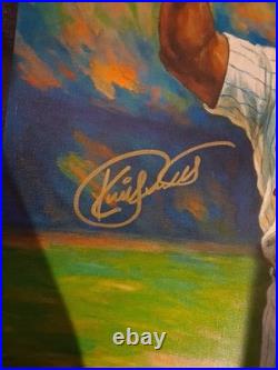 Kirby Puckett Twins WS HR Autographed 12x18 Canvas COA