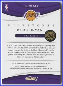 Kobe Bryant 2017 18 Immaculate Collection Milestones Signed Auto Autograph 22/25