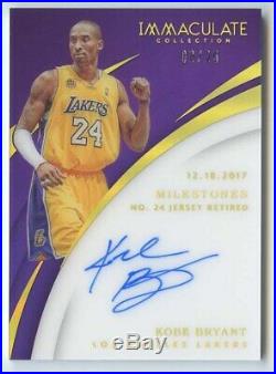 Kobe Bryant 2017 18 Immaculate Collection Milestones Signed Auto Autograph 3/25