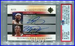 LeBron James Michael Jordan 2005-06 Ultimate Collection AUTO Dual Signed PSA 9