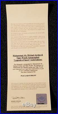 Lithograph SIGNED by MICHAEL JORDAN MUHAMMAD ALI & TIGER WOODS UD COA #88/500