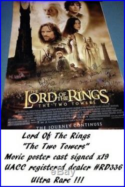 Lord of The Rings Two Towers poster UACC Christopher Lee Cast signed x19